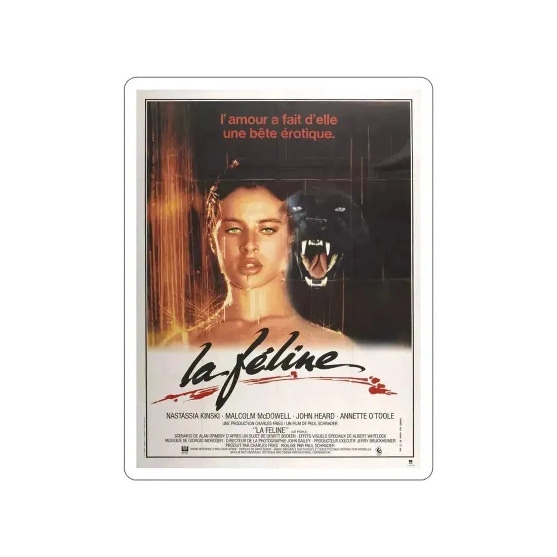 CAT PEOPLE (FRENCH) 1982 Movie Poster STICKER Vinyl Die-Cut Decal 3 Inch - The Sticker Space