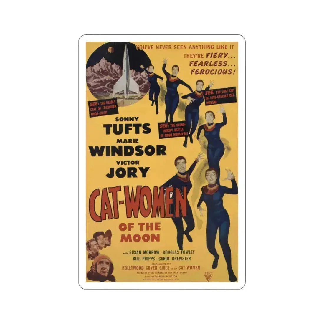 Cat Women of the Moon 1953 Movie Poster STICKER Vinyl Die-Cut Decal 3 Inch - The Sticker Space