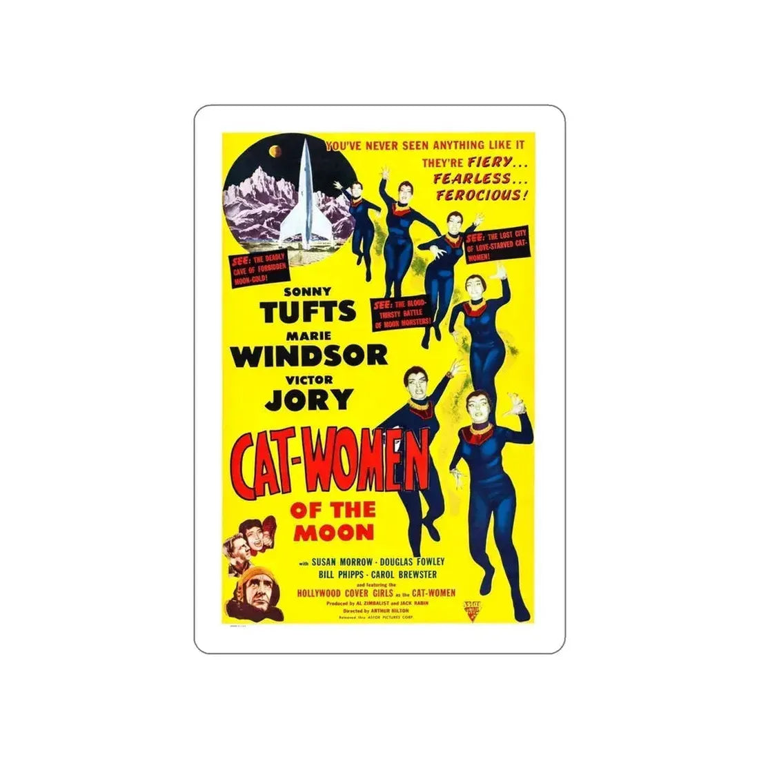 CAT-WOMEN OF THE MOON 1953 Movie Poster STICKER Vinyl Die-Cut Decal 6 Inch - The Sticker Space
