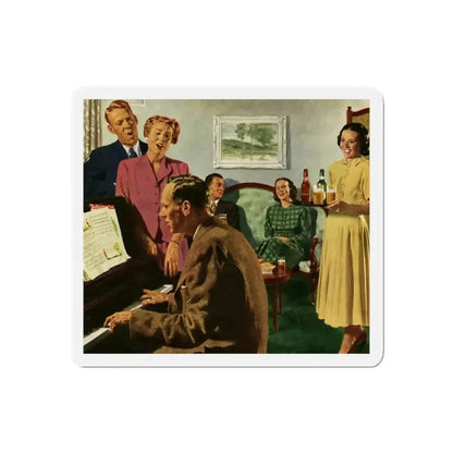 Cathered Around The Piano, 1949 (Magazine Illustration) Refrigerator Magnet - The Sticker Space