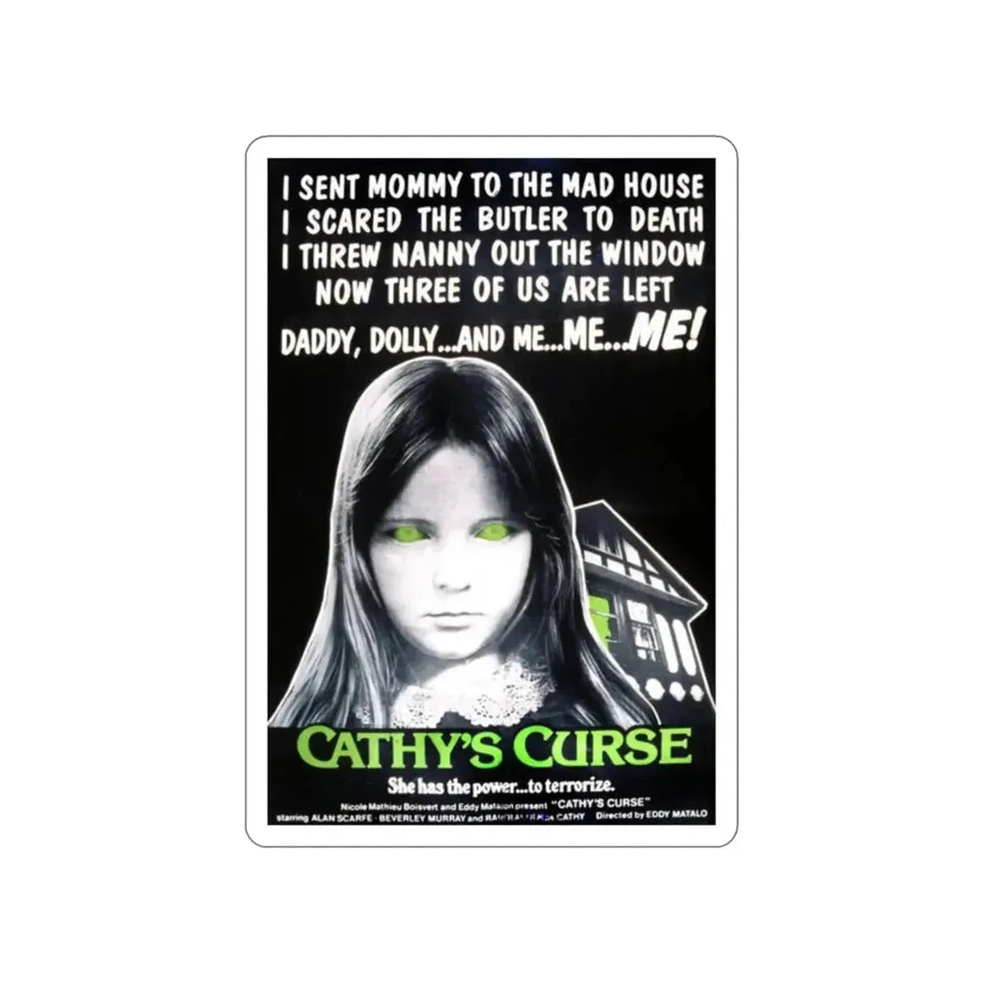 CATHY'S CURSE 1977 Movie Poster STICKER Vinyl Die-Cut Decal - The Sticker Space