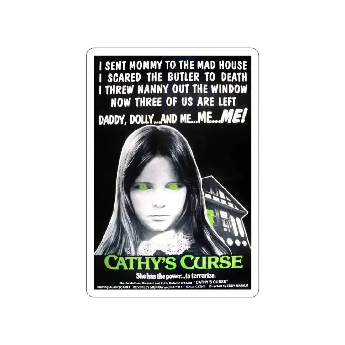 CATHY'S CURSE 1977 Movie Poster STICKER Vinyl Die-Cut Decal - The Sticker Space
