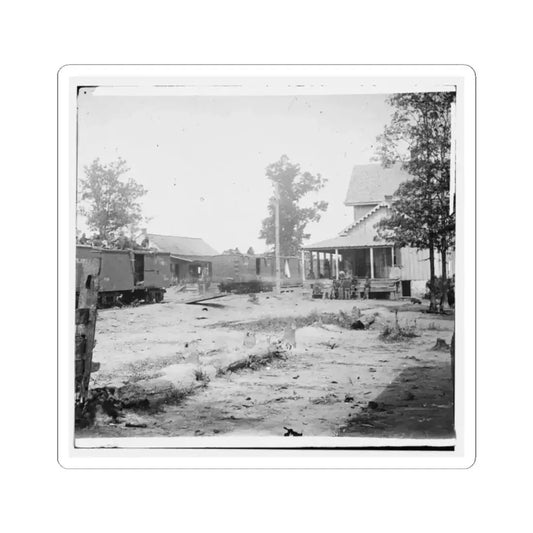 Catlett's Station, Va. The Station With U.S. Military Railroad Boxcars and Soldiers (U.S. Civil War) STICKER Vinyl Kiss-Cut Decal 2 Inch White - The Sticker Space