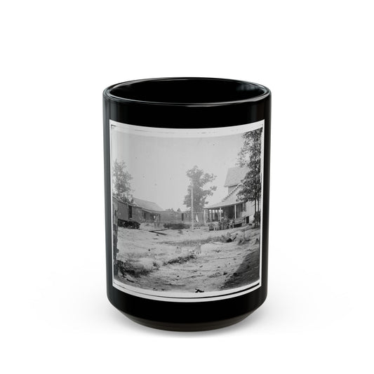 Catlett's Station, Va. The Station With U.S. Military Railroad Boxcars And Soldiers (U.S. Civil War) Black Coffee Mug