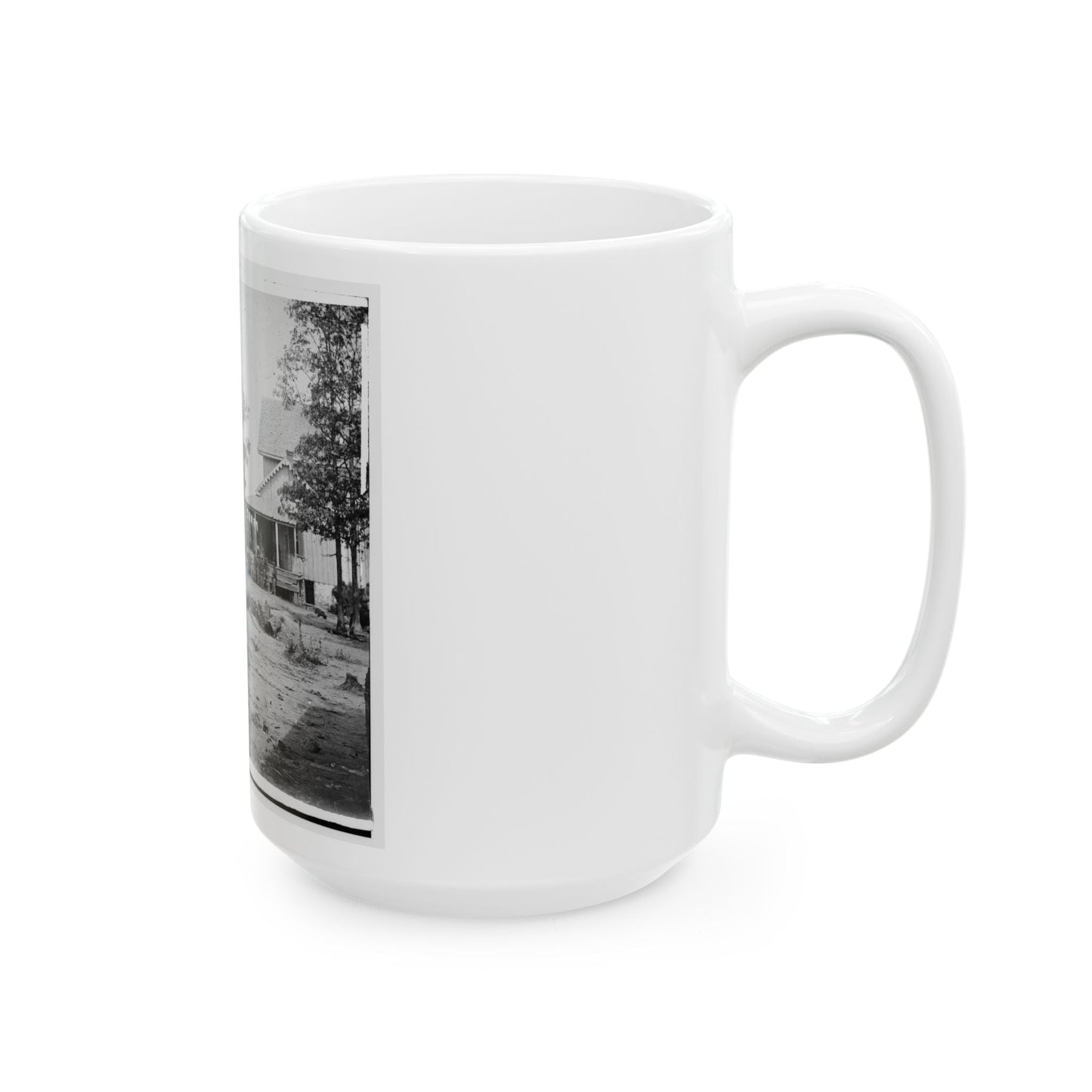 Catlett's Station, Va. The Station With U.S. Military Railroad Boxcars And Soldiers (U.S. Civil War) White Coffee Mug