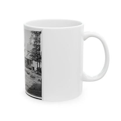 Catlett's Station, Va. The Station With U.S. Military Railroad Boxcars And Soldiers (U.S. Civil War) White Coffee Mug