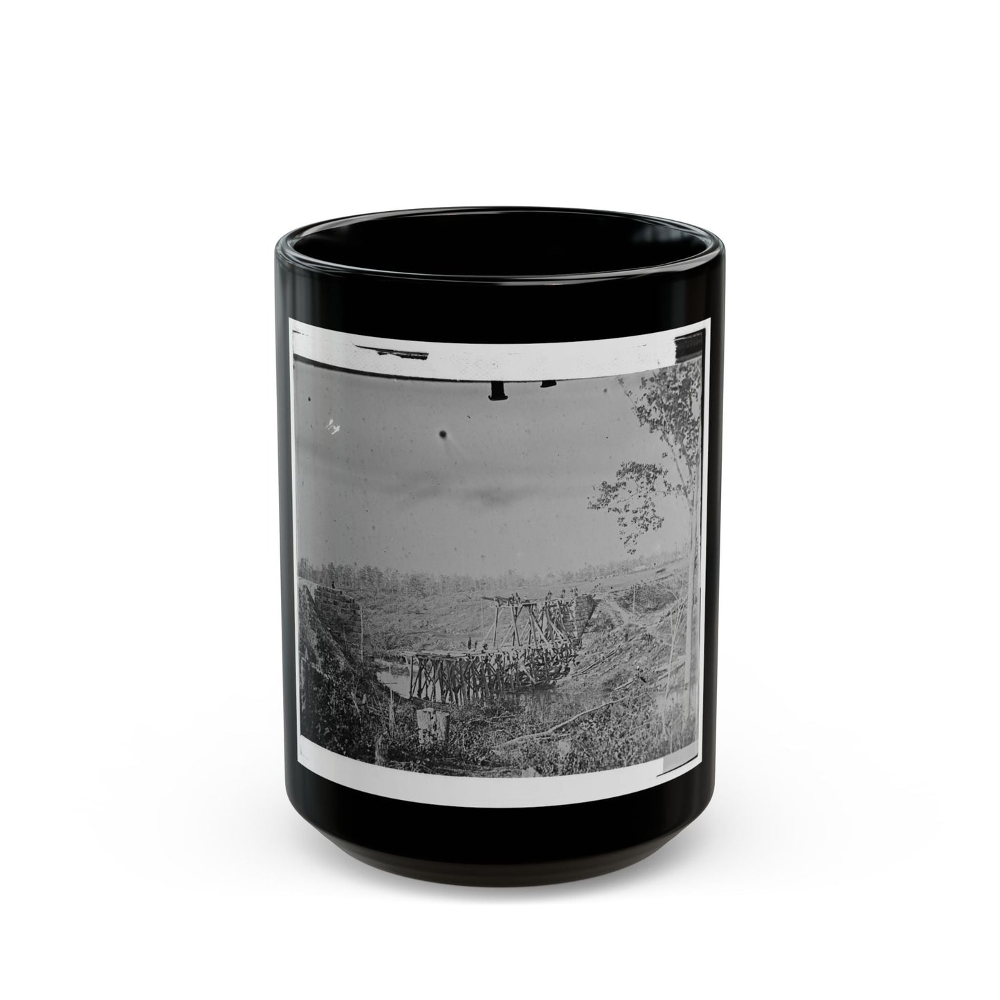 Catlett's Station, Va., Vicinity. Federal Soldiers Rebuilding The Orange & Alexandria Railroad Bridge Over Cedar Run (U.S. Civil War) Black Coffee Mug