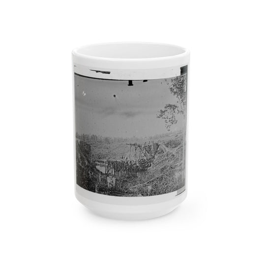 Catlett's Station, Va., Vicinity. Federal Soldiers Rebuilding The Orange & Alexandria Railroad Bridge Over Cedar Run (U.S. Civil War) White Coffee Mug