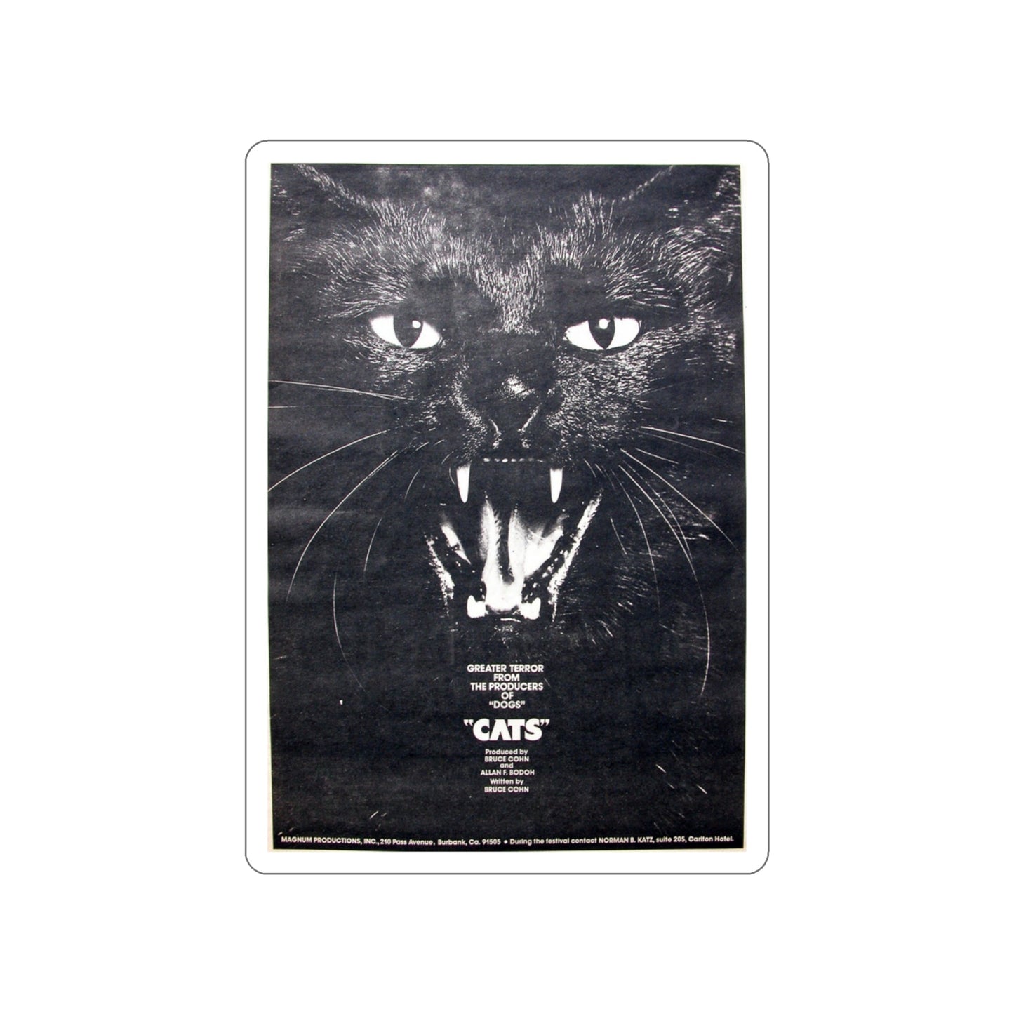 CATS (NEVER PRODUCED) 1977 Movie Poster STICKER Vinyl Die-Cut Decal-3 Inch-The Sticker Space