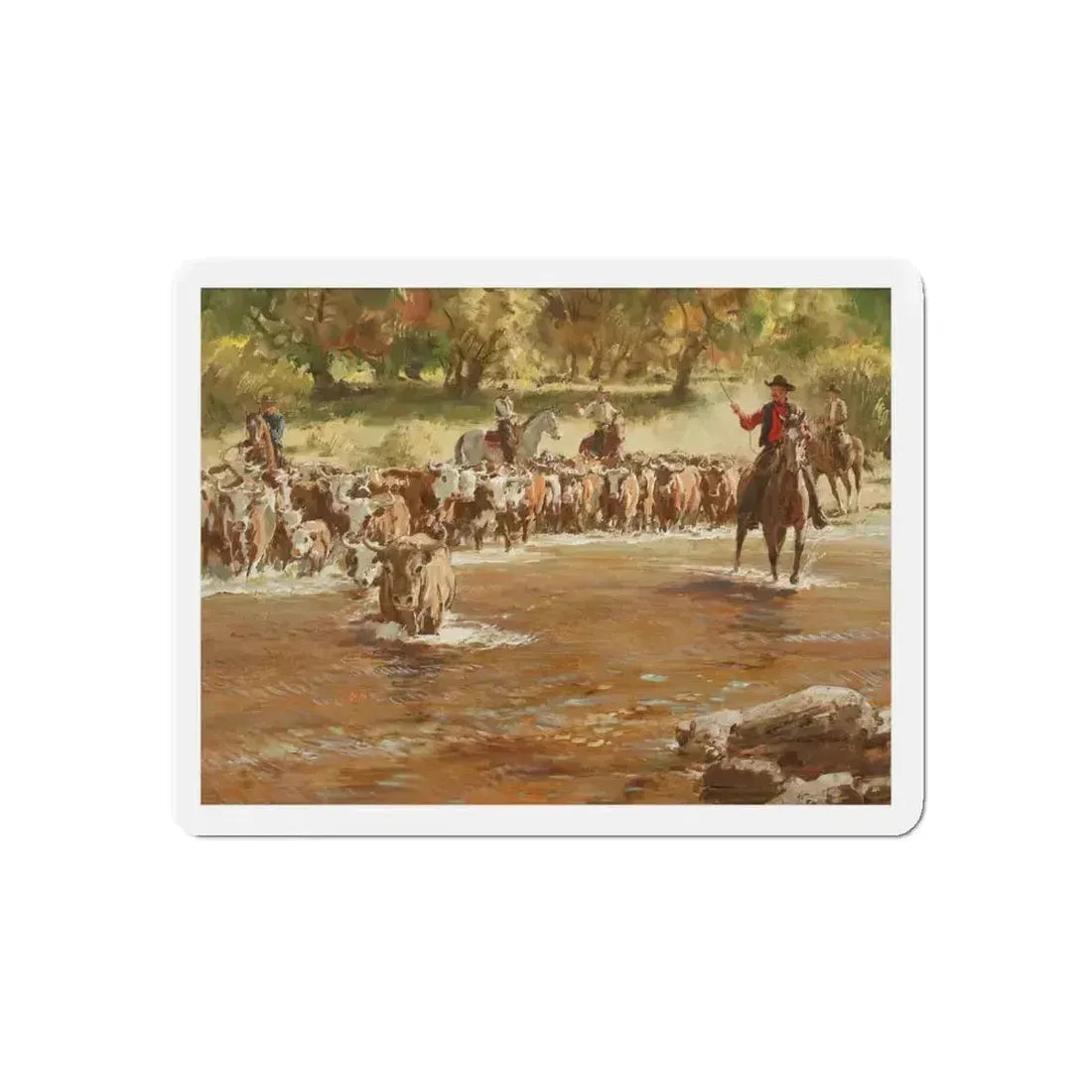 Cattle Crossing (Magazine Illustration) Refrigerator Magnet 4 Inch Die-Cut - The Sticker Space