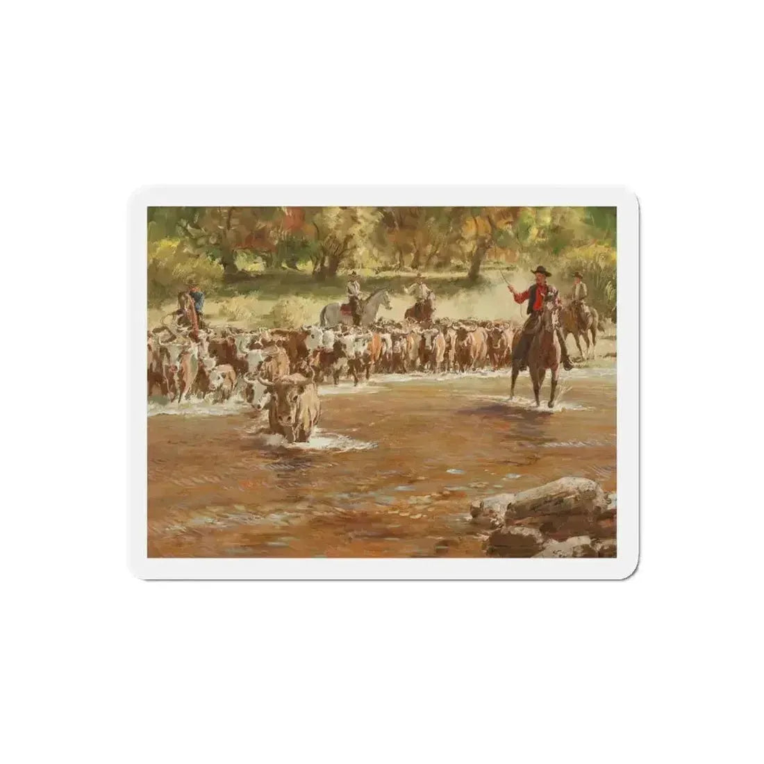 Cattle Crossing (Magazine Illustration) Refrigerator Magnet - The Sticker Space