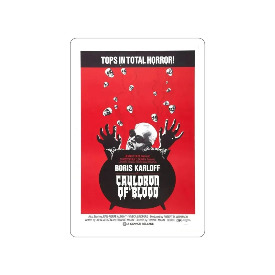 CAULDRON OF BLOOD 1970 Movie Poster STICKER Vinyl Die-Cut Decal - The Sticker Space