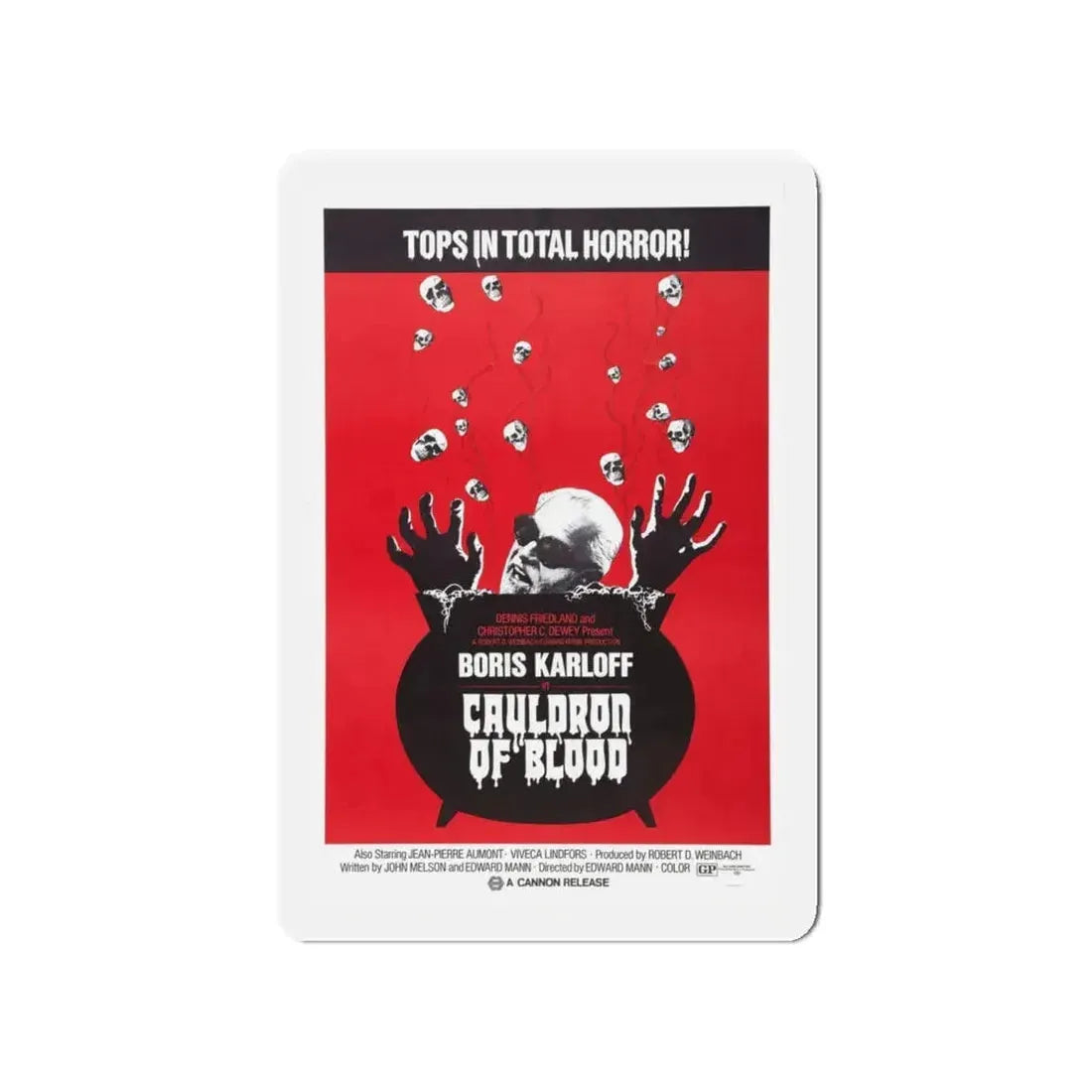 CAULDRON OF BLOOD 1971 Movie Poster - Refrigerator Magnet 4 Inch - The Sticker Space