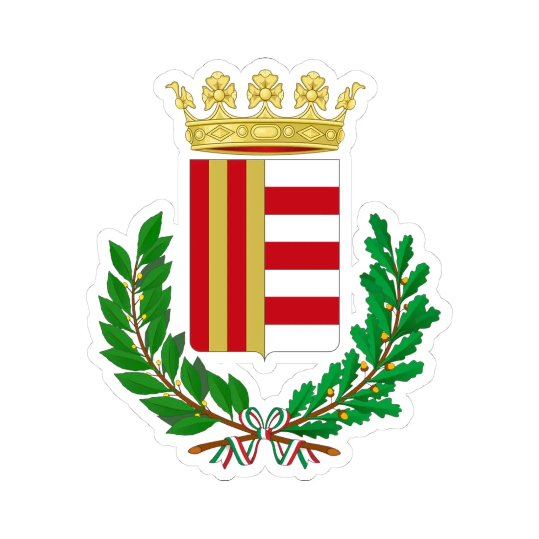 Cava de Tirreni SA-Stemma (Italy) (Coat of Arms) STICKER Vinyl Kiss-Cut Decal 3 Inch White - The Sticker Space