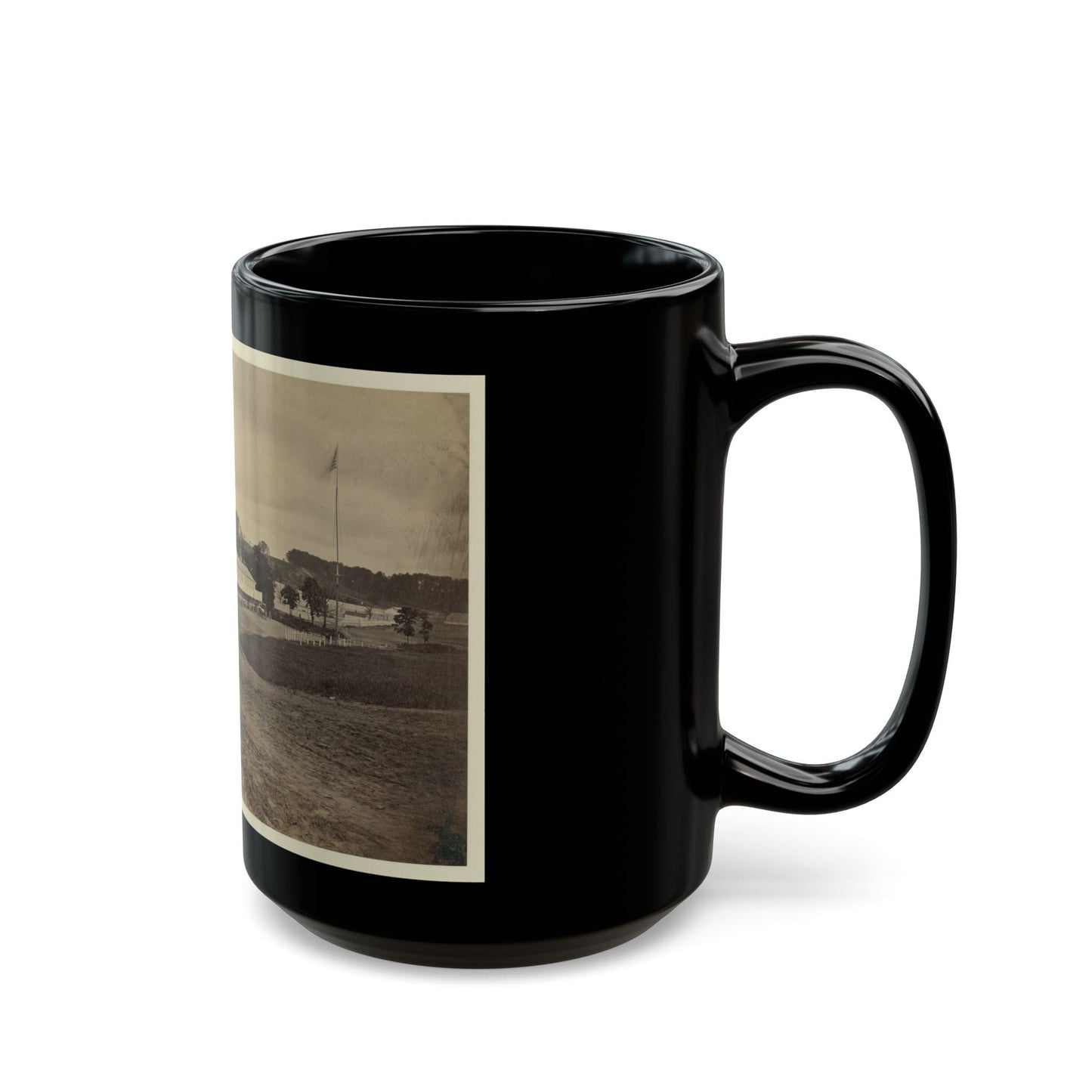 Cavalry Depot At Giesboro, Md. Soldier Facing Man And Girl With People In Horse-Drawn Carriage In Foreground (U.S. Civil War) Black Coffee Mug