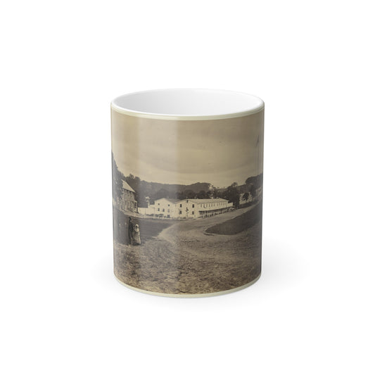 Cavalry Depot at Giesboro, Md. Soldier Facing Man and Girl With People in Horse-Drawn Carriage in Foreground (U.S. Civil War) Color Morphing Mug 11oz-11oz-The Sticker Space