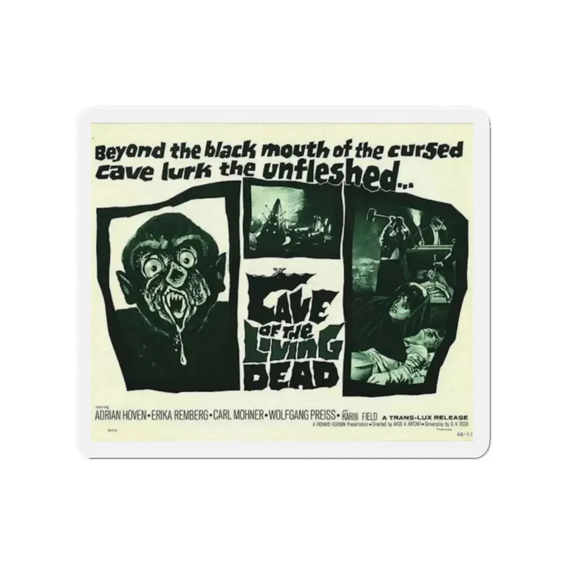 CAVE OF THE LIVING DEAD 1964 Movie Poster - Refrigerator Magnet 2 Inch - The Sticker Space
