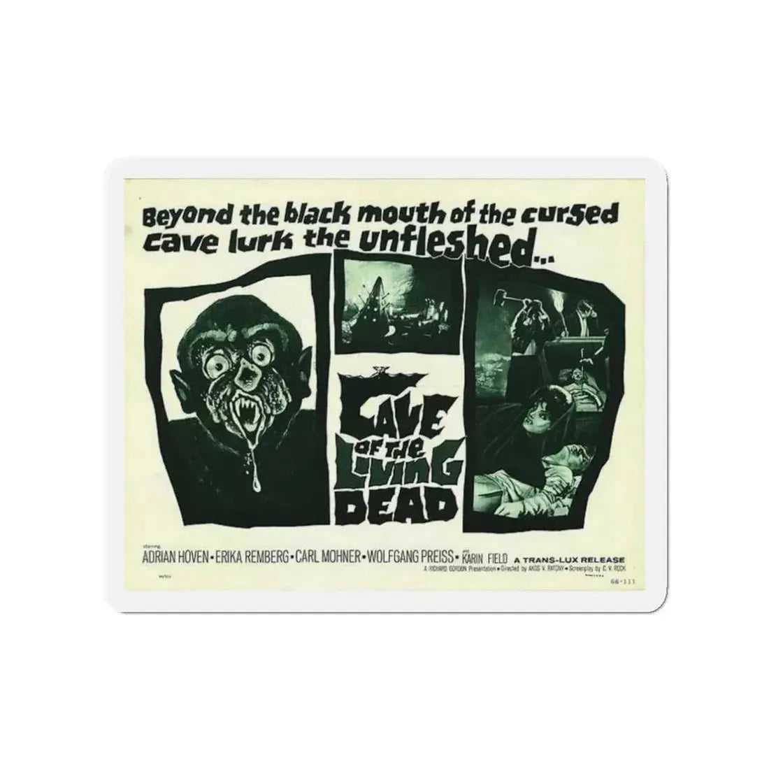 CAVE OF THE LIVING DEAD 1964 Movie Poster - Refrigerator Magnet 3 Inch - The Sticker Space