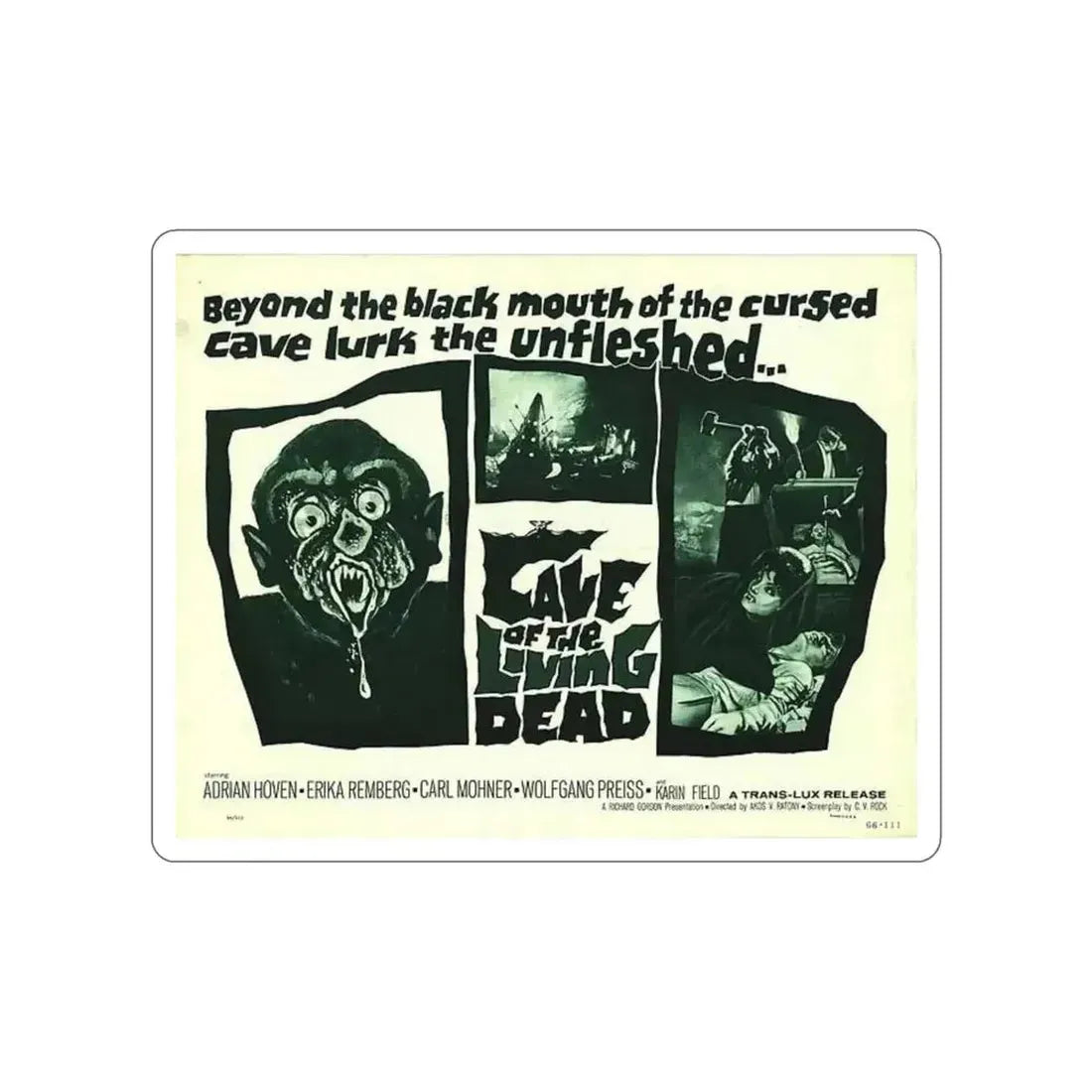 CAVE OF THE LIVING DEAD 1964 Movie Poster STICKER Vinyl Die-Cut Decal - The Sticker Space