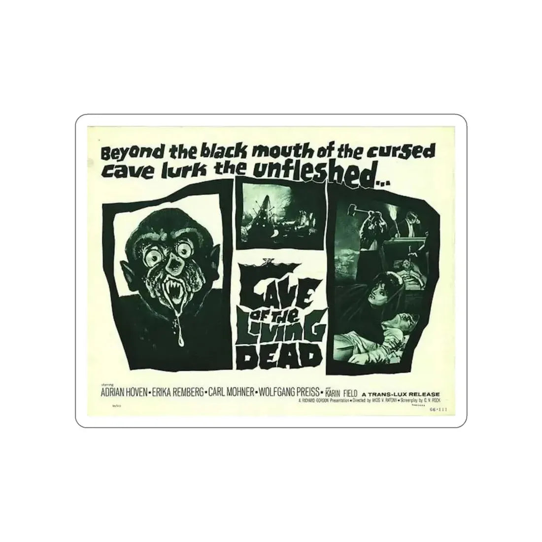 CAVE OF THE LIVING DEAD 1964 Movie Poster STICKER Vinyl Die-Cut Decal - The Sticker Space