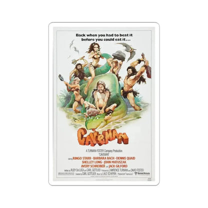 Caveman 1981 Movie Poster - STICKER Vinyl Kiss-Cut Decal 4 Inch White - The Sticker Space