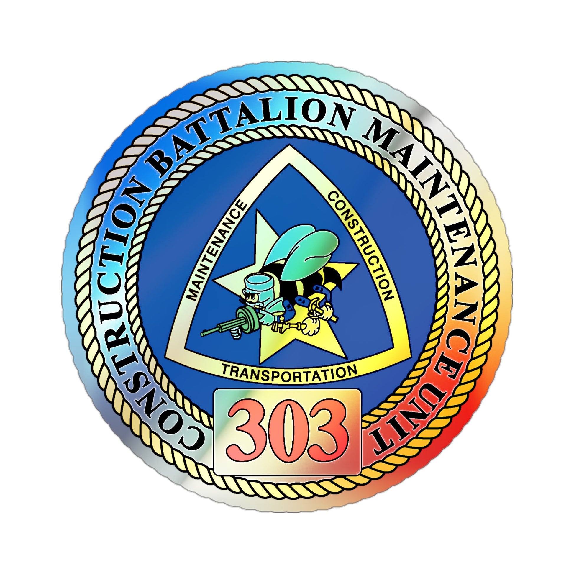 CBMU 303 (U.S. Navy) Holographic STICKER Die-Cut Vinyl Decal-3 Inch-The Sticker Space