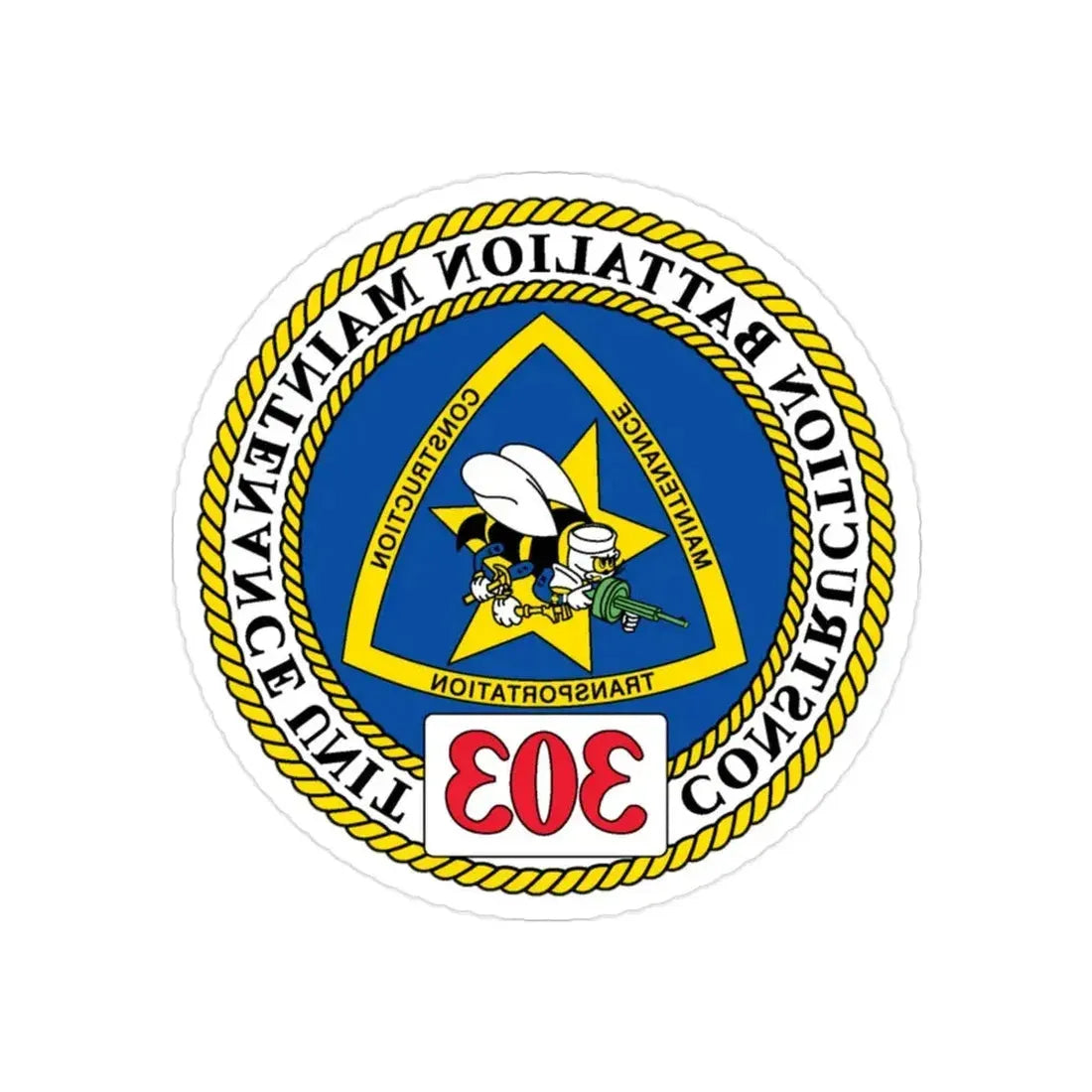 CBMU 303 (U.S. Navy) REVERSE PRINT Transparent Die-Cut STICKER 2 Inch Die-Cut Transparent - The Sticker Space