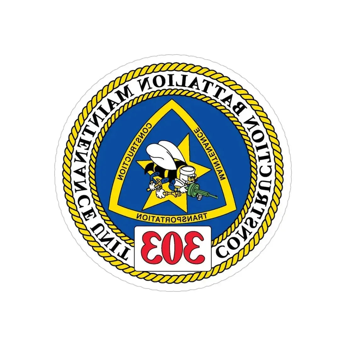 CBMU 303 (U.S. Navy) REVERSE PRINT Transparent Die-Cut STICKER 5 Inch Die-Cut Transparent - The Sticker Space