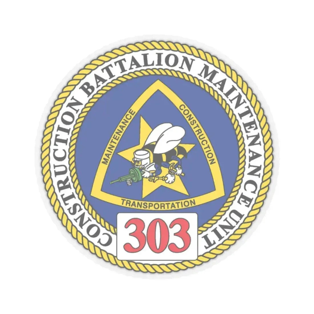 CBMU 303 (U.S. Navy) STICKER Vinyl Kiss-Cut Decal 2 Inch Transparent - The Sticker Space