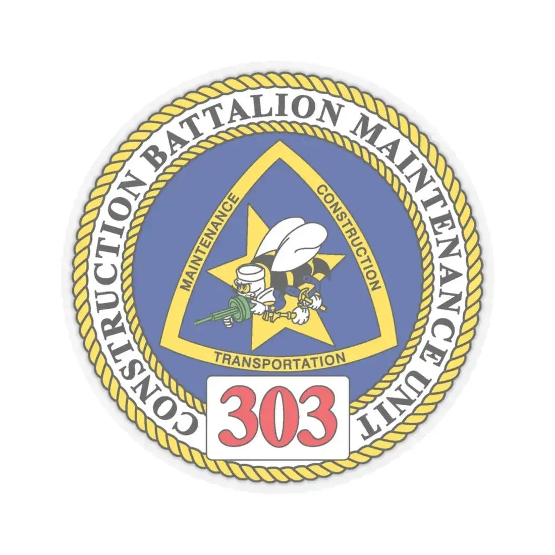 CBMU 303 (U.S. Navy) STICKER Vinyl Kiss-Cut Decal 4 Inch Transparent - The Sticker Space