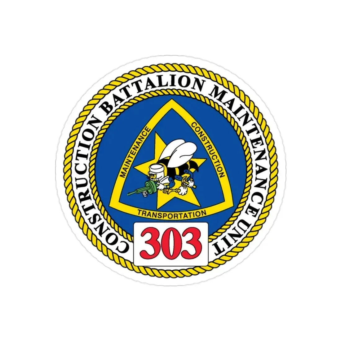 CBMU 303 (U.S. Navy) Transparent STICKER Die-Cut Vinyl Decal 2 Inch Transparent - The Sticker Space