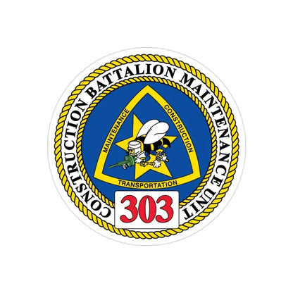 CBMU 303 (U.S. Navy) Transparent STICKER Die-Cut Vinyl Decal 3 Inch Transparent - The Sticker Space