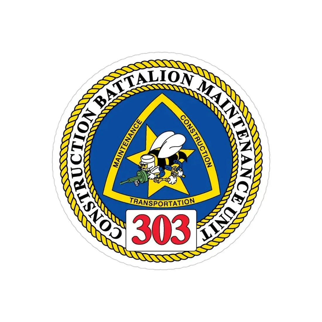 CBMU 303 (U.S. Navy) Transparent STICKER Die-Cut Vinyl Decal 4 Inch Transparent - The Sticker Space