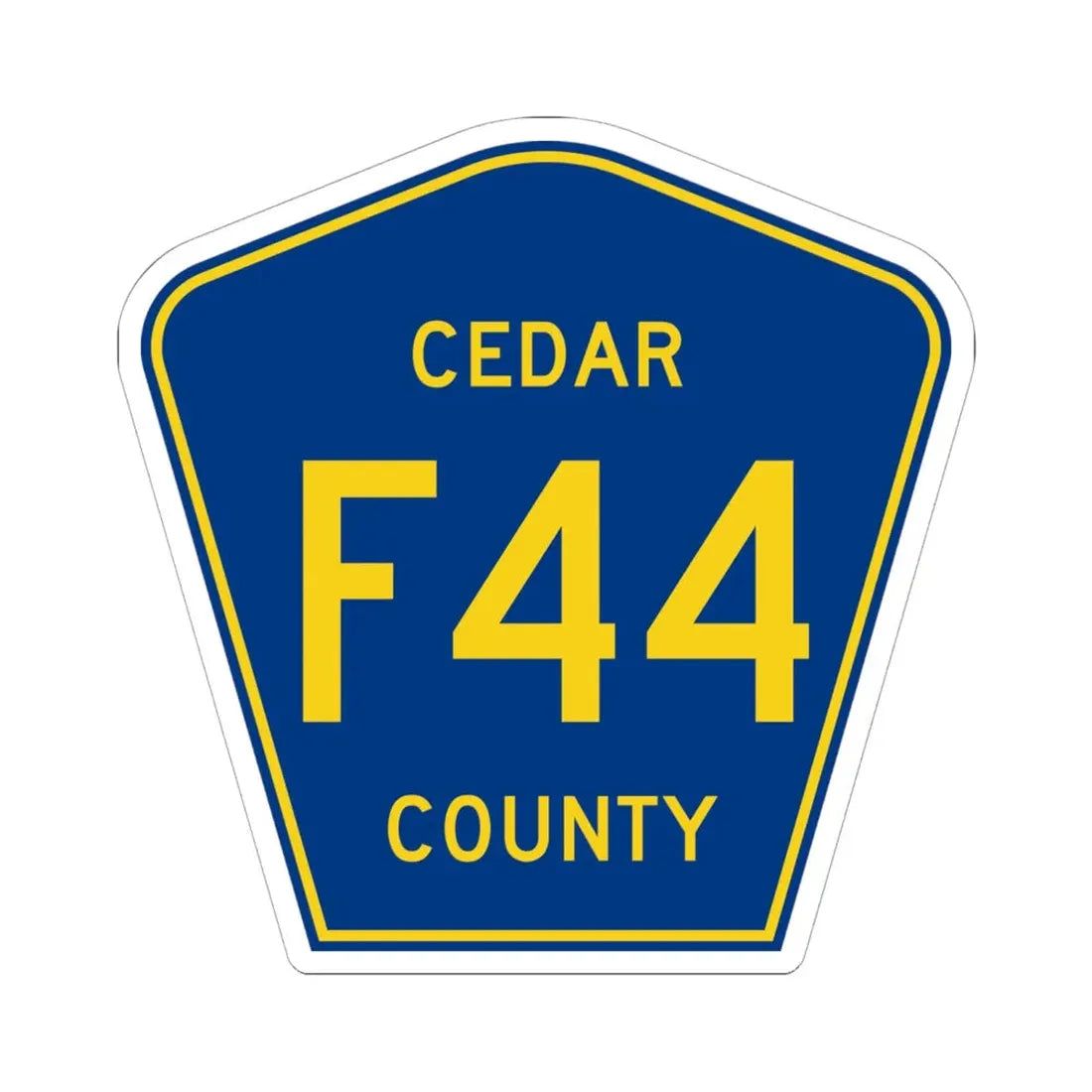 Cedar County Route F44 IA (Iowa) (Road Sign) STICKER Vinyl Kiss-Cut Decal 6 Inch White - The Sticker Space