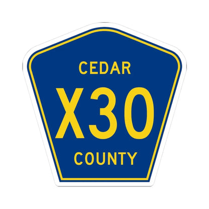 Cedar County Route X30 IA (Iowa) (Road Sign) STICKER Vinyl Kiss-Cut Decal 3 Inch White - The Sticker Space