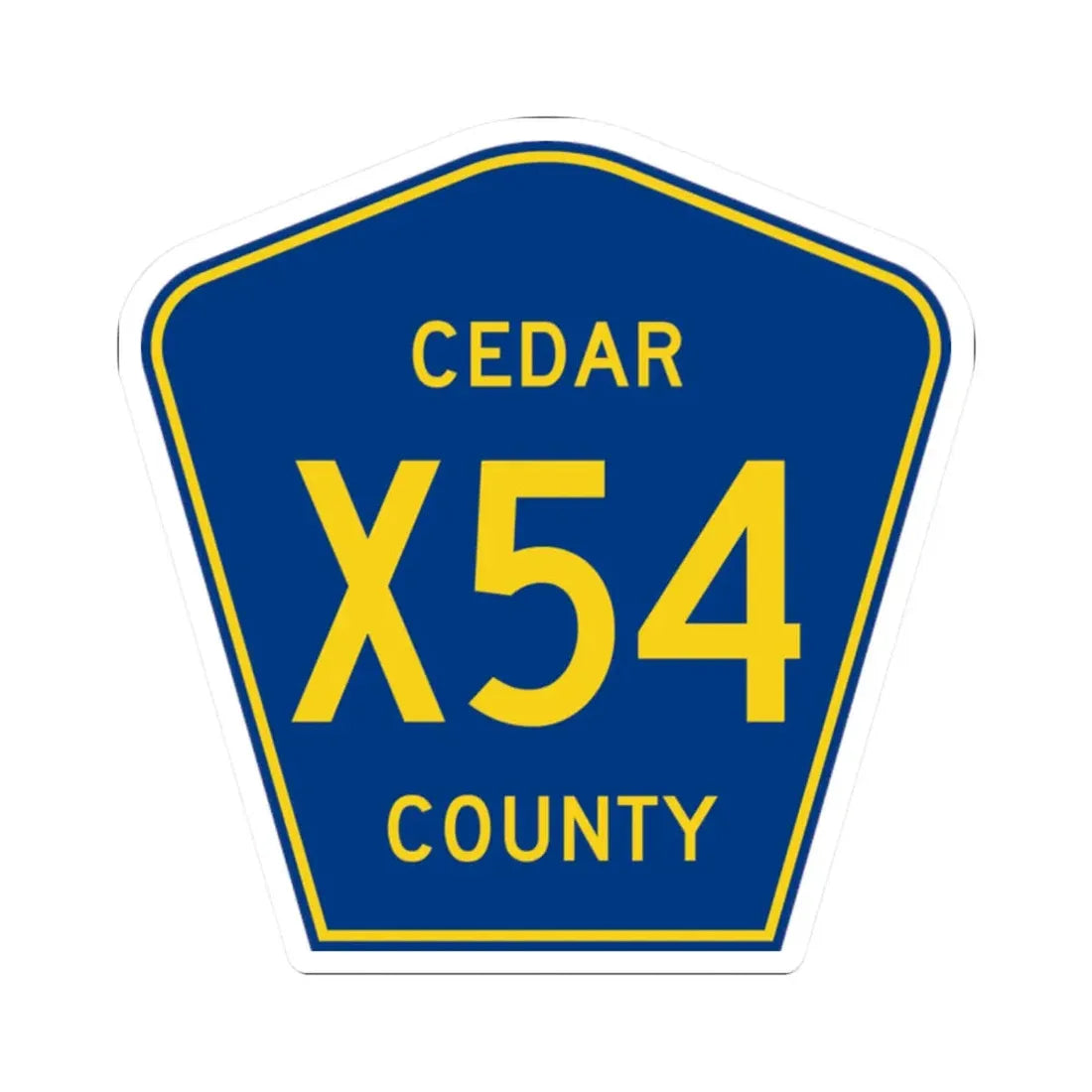 Cedar County Route X54 IA (Iowa) (Road Sign) STICKER Vinyl Kiss-Cut Decal 2 Inch White - The Sticker Space