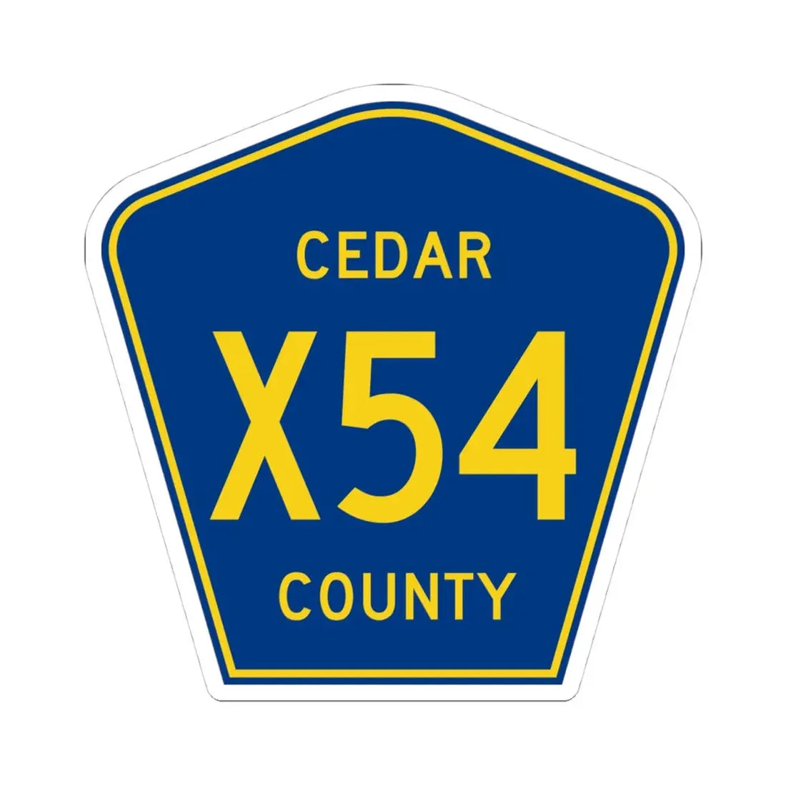 Cedar County Route X54 IA (Iowa) (Road Sign) STICKER Vinyl Kiss-Cut Decal 4 Inch White - The Sticker Space
