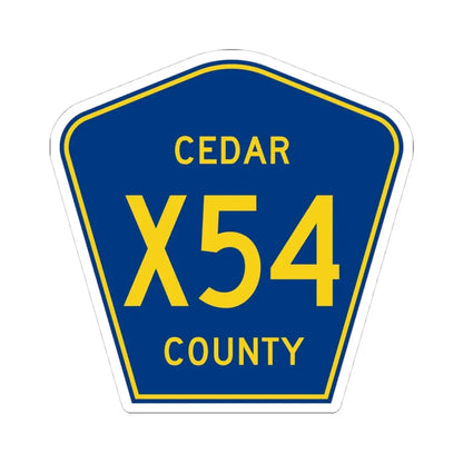 Cedar County Route X54 IA (Iowa) (Road Sign) STICKER Vinyl Kiss-Cut Decal 4 Inch White - The Sticker Space