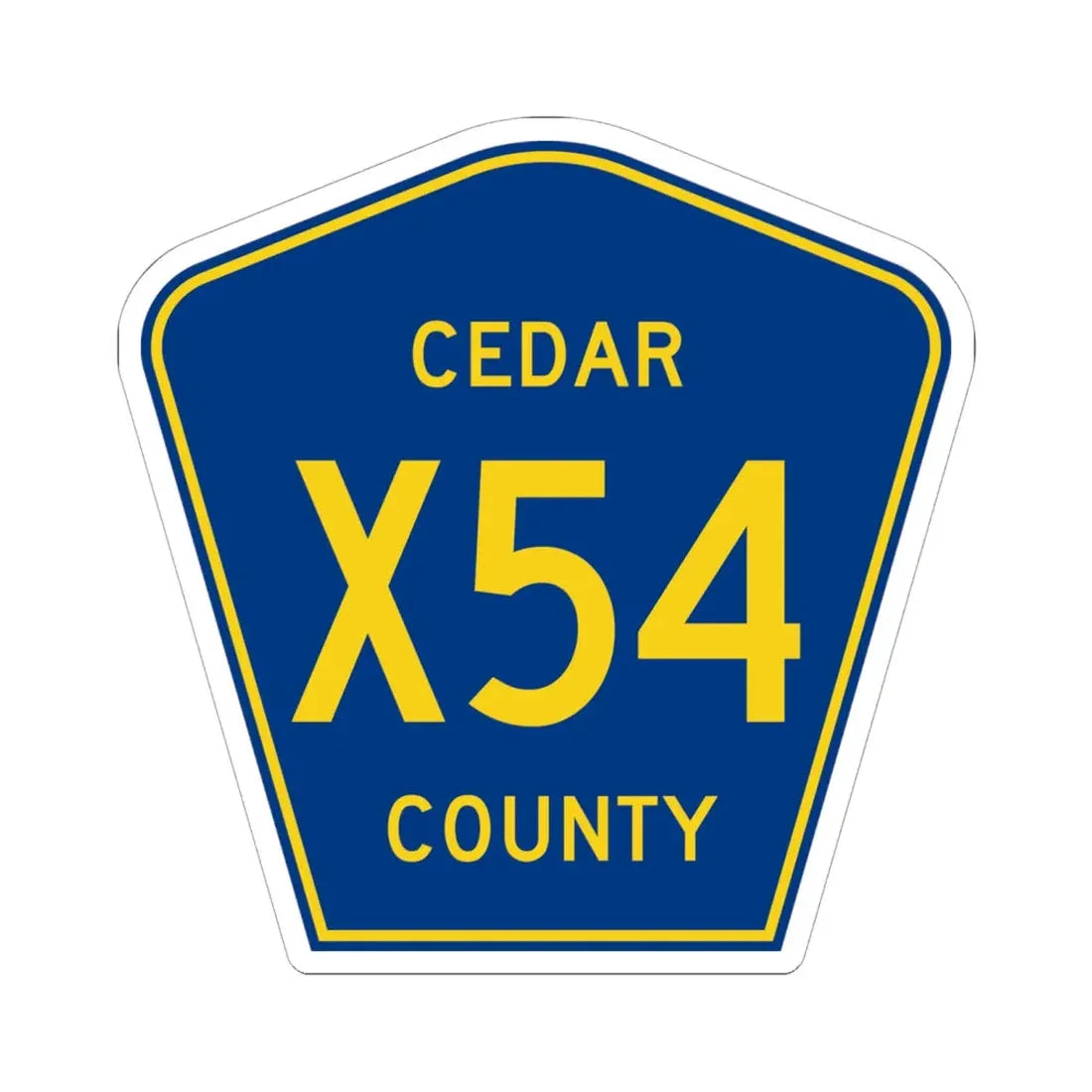Cedar County Route X54 IA (Iowa) (Road Sign) STICKER Vinyl Kiss-Cut Decal 6 Inch White - The Sticker Space