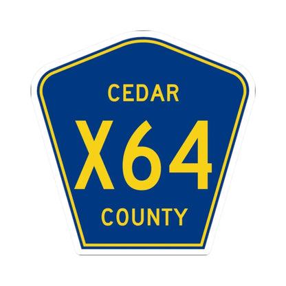 Cedar County Route X64 IA (Iowa) (Road Sign) STICKER Vinyl Kiss-Cut Decal 2 Inch White - The Sticker Space