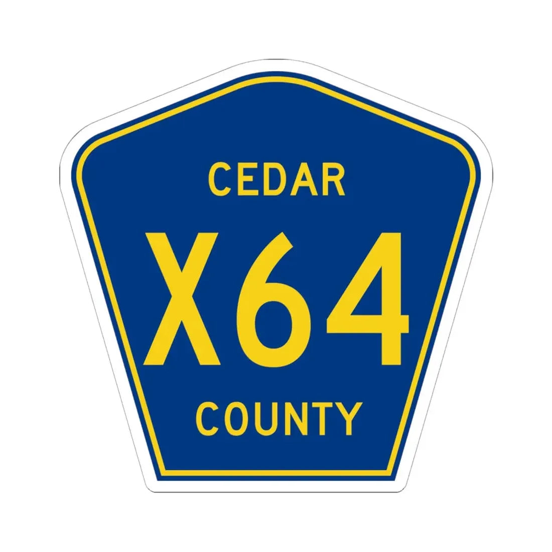 Cedar County Route X64 IA (Iowa) (Road Sign) STICKER Vinyl Kiss-Cut Decal 6 Inch White - The Sticker Space
