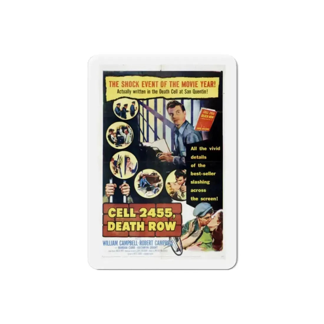 Cell 2455 Death Row 1955 Movie Poster Refrigerator Magnet 2 Inch - The Sticker Space