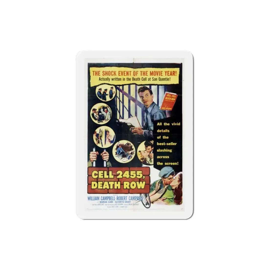 Cell 2455 Death Row 1955 Movie Poster Refrigerator Magnet 3 Inch - The Sticker Space