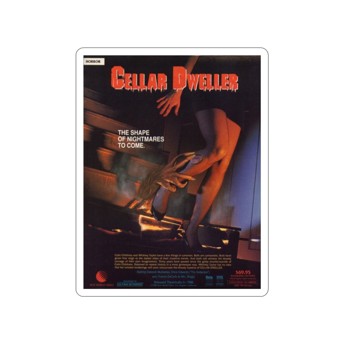 CELLAR DWELLER 1987 Movie Poster STICKER Vinyl Die-Cut Decal-4 Inch-The Sticker Space