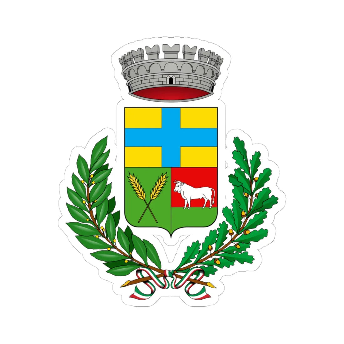 Cellarengo-Stemma (Italy) (Coat of Arms) STICKER Vinyl Kiss-Cut Decal 4 Inch White - The Sticker Space