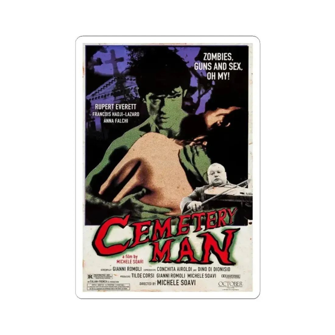 CEMETERY MAN (DELLAMORTE DELLAMORE) 1994 Movie Poster - STICKER Vinyl Kiss-Cut Decal 2 Inch White - The Sticker Space