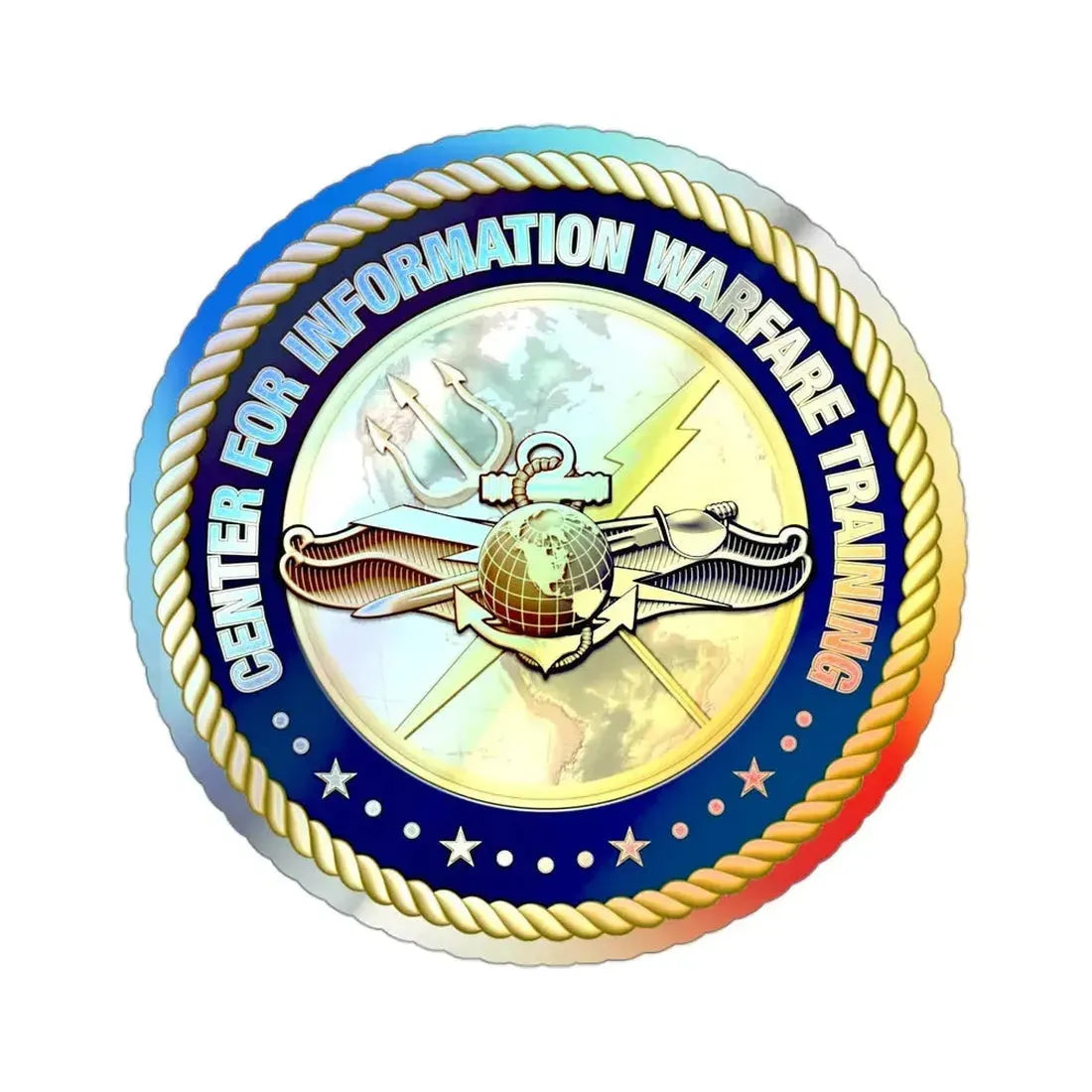 Center for Information Warfare Training (U.S. Navy) Holographic STICKER Die-Cut Vinyl Decal 3 Inch Holographic - The Sticker Space