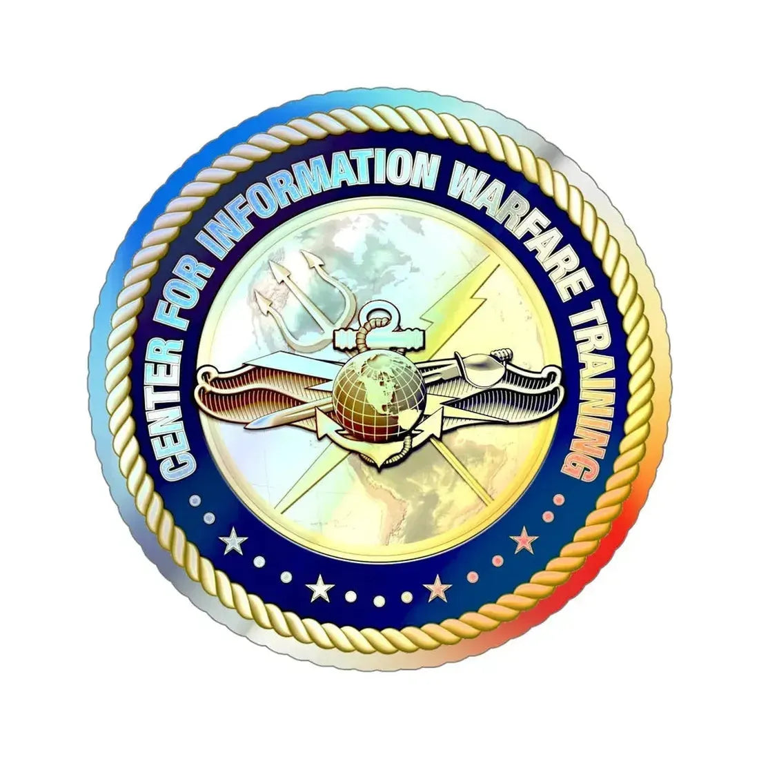 Center for Information Warfare Training (U.S. Navy) Holographic STICKER Die-Cut Vinyl Decal 5 Inch Holographic - The Sticker Space