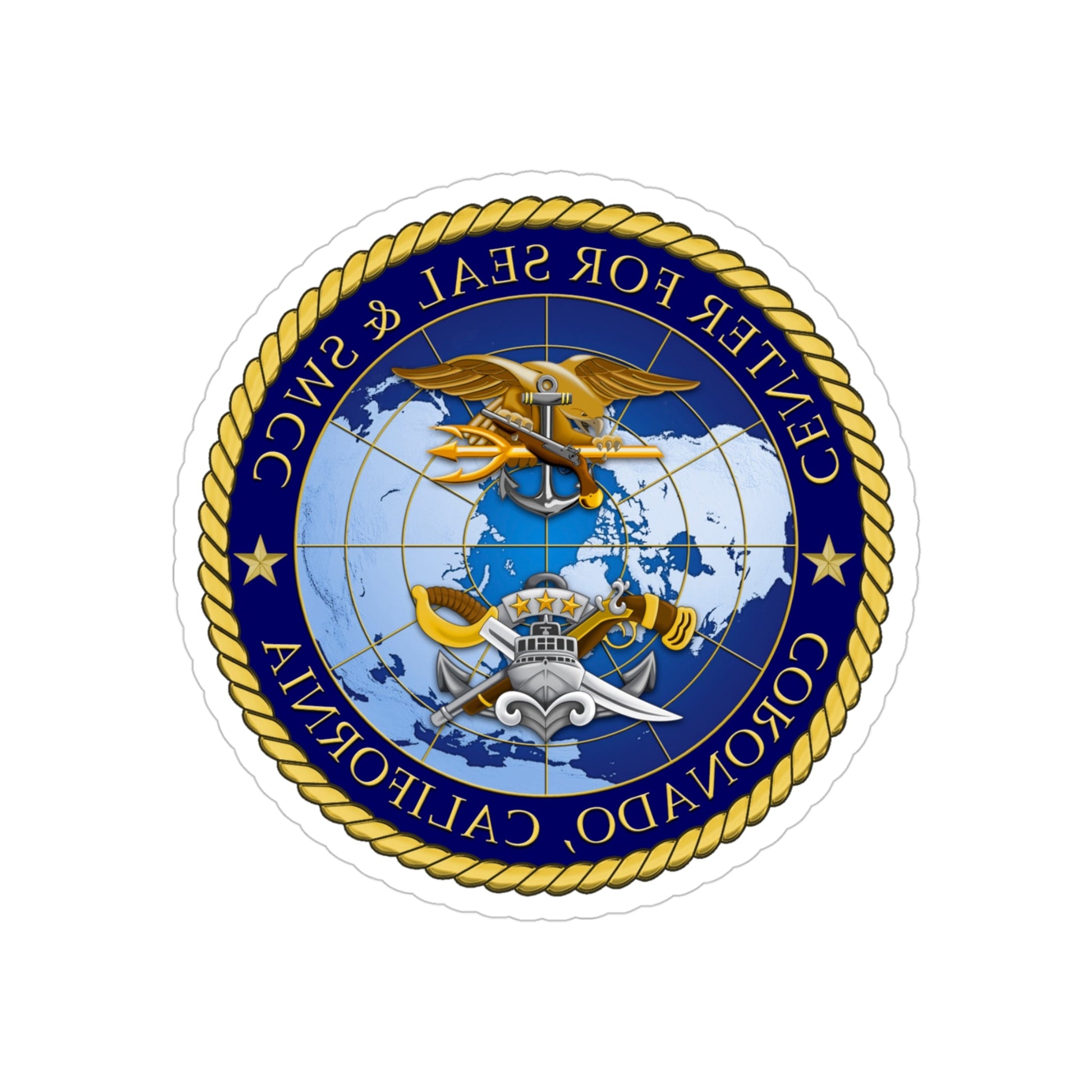 Center for SEAL and SWCC (U.S. Navy) REVERSE PRINT Transparent STICKER-4" × 4"-The Sticker Space