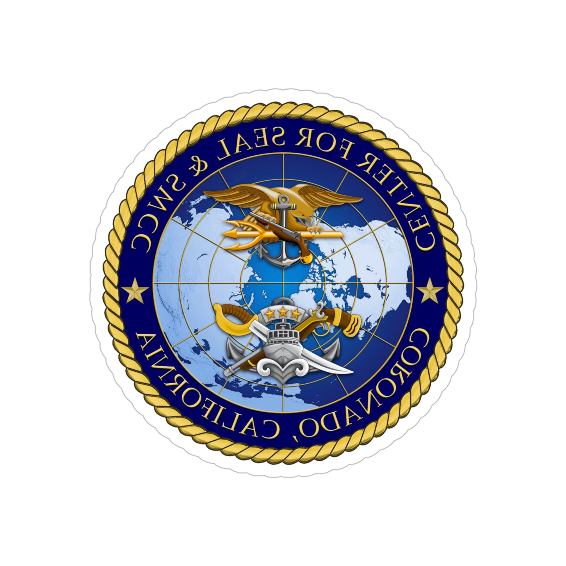 Center for SEAL and SWCC (U.S. Navy) REVERSE PRINT Transparent STICKER-5" × 5"-The Sticker Space